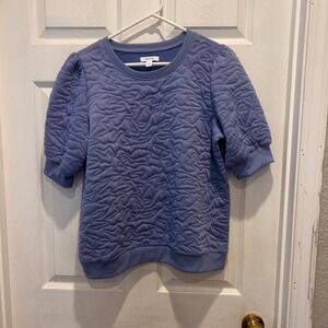Nine West Womens Short Sleeve Quilted Sweatshirt‎ Top Light Purple Size Large